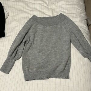 SHEIN grey off the shoulder knit with slight puffy sleeves